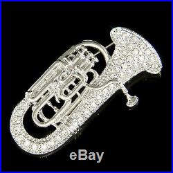 Tuba made with Swarovski Crystal Euphonium Eupho Euph Baritone Horn Music Brooch