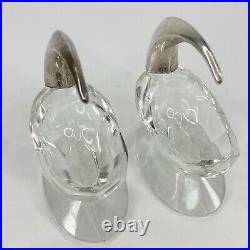 Two vintage cellar salts glass with sterling silver horn