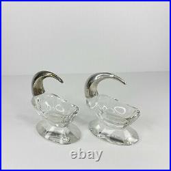 Two vintage cellar salts glass with sterling silver horn