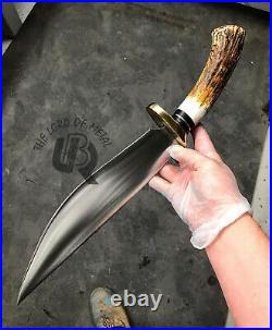 Ubr Custom Handmade 1095 Carbon Steel Hunting Kukri Style Bowie Knife With Stag
