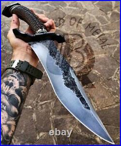 Ubr Custom Handmade D2- Tool Steel Hunting Bowie Knife With Stag Horn