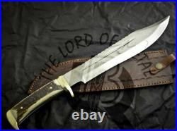 Ubr Custom Handmade D2-tool Steel Crocodile Dunde Knife With Stag Horn Handle