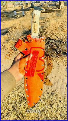 Ubr Custom Handmade D2-tool Steel High Polish Hunting Bowie Knife With Stag Horn