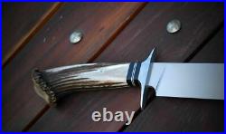 Ubr Custom Handmade D2-tool Steel Hunting Bowie Knife With Stag Horn Handle