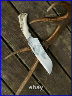 Ubr Custom Handmade D2-tool Steel Hunting Bowie With Stag Horn Handle