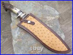 Ubr Custom Handmade High Carbon Steel Hunting Bowie Knife With Stag Horn Handle