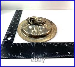 Unusual Silver Top Cover with Hallmarked Horned Cow 114 Grams