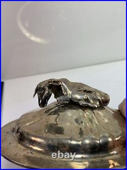 Unusual Silver Top Cover with Hallmarked Horned Cow 114 Grams