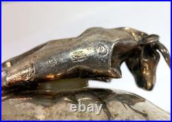 Unusual Silver Top Cover with Hallmarked Horned Cow 114 Grams