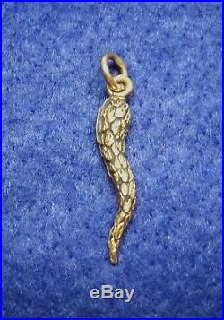 VINTAGE 14K YELLOW-GOLD ITALIAN HORN PENDANT/CHARM with ANTIQUED FINISH NICE
