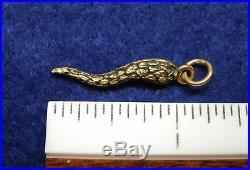 VINTAGE 14K YELLOW-GOLD ITALIAN HORN PENDANT/CHARM with ANTIQUED FINISH NICE
