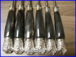VINTAGE Steak knives and forks Genuine horn handles with silver plated finials