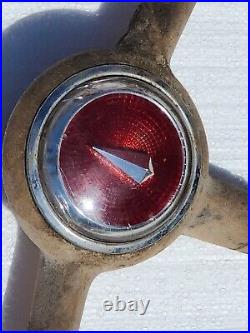 VTG 1956-57 Hudson Wasp Hornet Steering Wheel WITH Horn Button RED OEM INV D1132