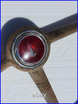 VTG 1956-57 Hudson Wasp Hornet Steering Wheel WITH Horn Button RED OEM INV D1132