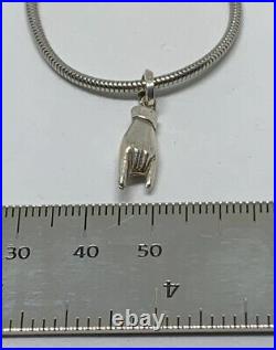 VTG Signs Of The Horns Rock On Charm 925 Sterling Silver Snake Chain