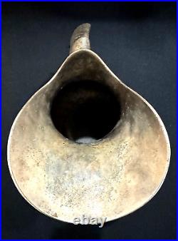 VTG Silver Plated Hammered Water Pitcher with Horn Handle signed LR Mexico