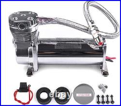 Versatile 12V Heavy Duty Air Horn Kit with Stainless Steel Hose & Accessories