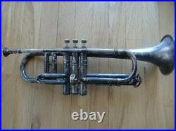 Very Fine Antique C. G. Conn Silver Cornet Horn #248193 With Mouthpiece