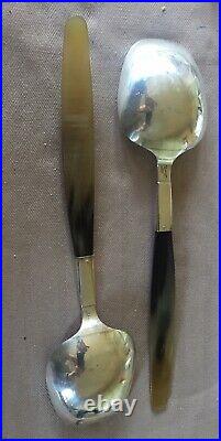 Very Large Signed Art Deco Beautiful Solid Silver Servers. With Horn Handles