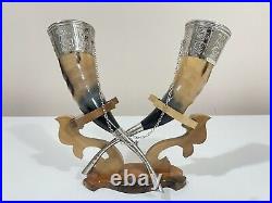 Viking Drinking Horn with Stand for Wedding, Groomsmen, Best Quality, Engraved