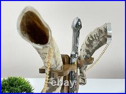 Viking Drinking Horn with Stand for Wedding, Groomsmen, Best Quality, Engraved