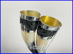 Viking Drinking Horn with Stand for Wedding, Groomsmen, Best Quality, Engraved