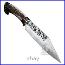 Viking Seax Knife with Stag Horn Handle Seax Knife Viking Seax Knife with Sheath