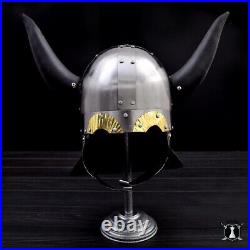 Viking's Horn Helmet Medieval Helmet Historical Viking Helmet With Display Stand