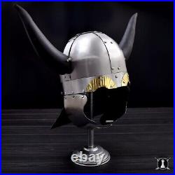 Viking's Horn Helmet Medieval Helmet Historical Viking Helmet With Display Stand