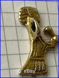 Viking silver gilt Valkyrie with horn Pendant 9th-10th century, extremely rare