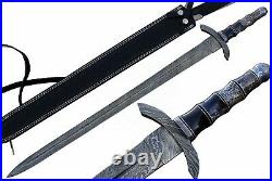 Vikings Sword Handmade Swords Hand Forged Damascus Steel with Leather Scabbard
