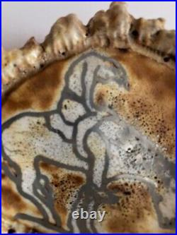 Vintage 1979 Handcrafted Elk Horn Belt Buckle with Silver Inlay End of Trail
