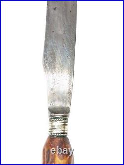 Vintage 3pc J. A. HENCKELS Twin Works Carving Set Antler Handle Knife Fork Steel