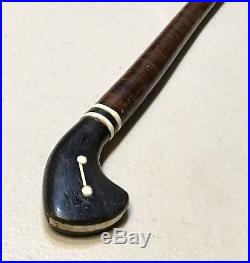 Vintage Antique 19C Horse Whip Riding Crop Horn With Bone Inserts Handle Old