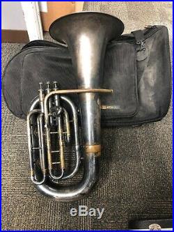 Vintage Brass Horn P. Frederick Maker Silver Plated Used with Gig Bag