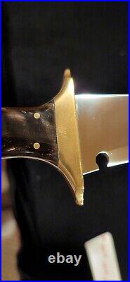 Vintage Charles Holcombe Knife Fighter 440C Handmade USA with Leather Sheath
