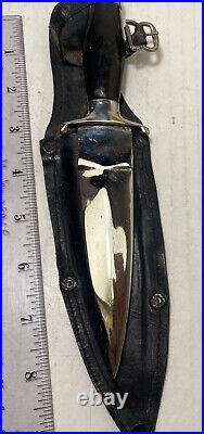 Vintage Customdouble Edge Boot Knife/ Stiletto Dagger With Horn Handle, Germany
