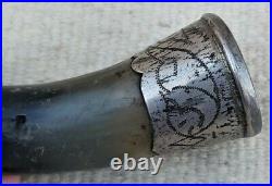 Vintage Drinking Horn Mug Medieval Handmade Viking Cup Covered with Silver