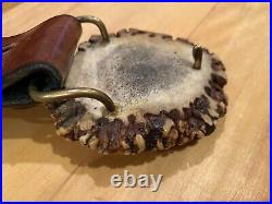 Vintage Elk Horn mens Belt Buckle inlaid with silver & Torquoise