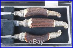 Vintage George Butler Carving Set With Stag Horn Handles (boxed & never used)