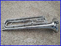 Vintage Getzen bugle horn silver color one valve with original case