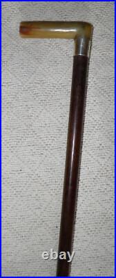 Vintage Hallmarked 1938 Silver Snakewood Walking Stick / Cane Bovine Horn Handle