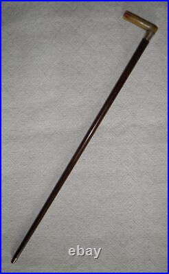 Vintage Hallmarked 1938 Silver Snakewood Walking Stick / Cane Bovine Horn Handle