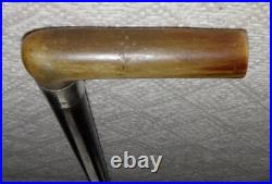 Vintage Hallmarked 1938 Silver Snakewood Walking Stick / Cane Bovine Horn Handle