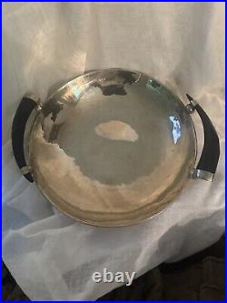 Vintage Hand Crafted Art Silverplate Bowl with 8 Horn Handles, 15 1/2x 3