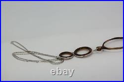 Vintage Horn Lorgnette With Sterling Silver Connectors On Sterling Silver Chain
