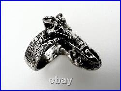 Vintage Huge Heavy Michelangelo's Moses with Horns Gothic Sterling Silver Ring