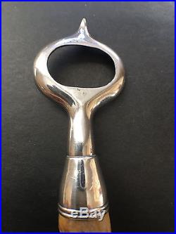 Vintage John Hasselbring Sterling Silver Bottle Opener With Antler Horn Handle