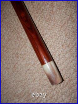 Vintage Maple Walking Cane Silver Translucent Marble Top & Bovine Horn Ferrule