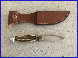 Vintage Marbles 9 Knife with Stag/Aluminum handle and Leather Sheath
